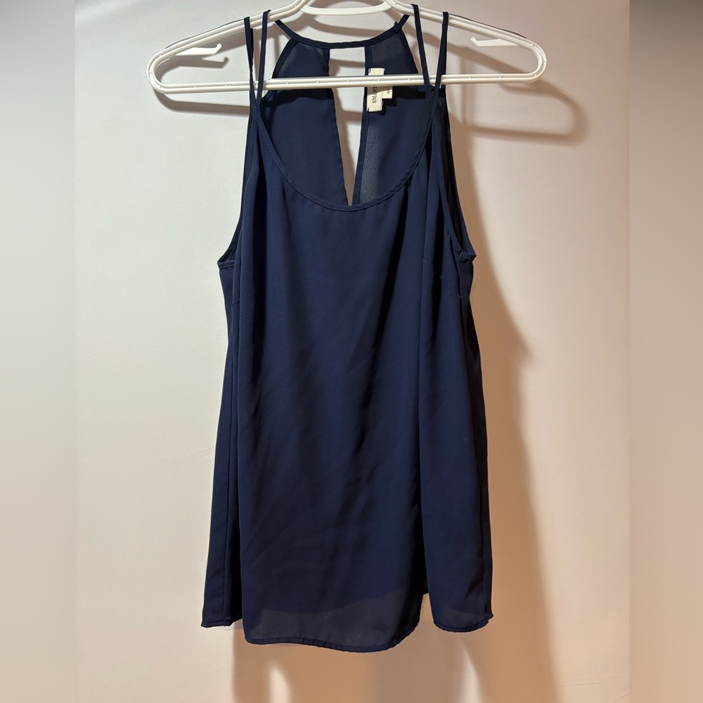 Smart Set Deep Blue V-Neck Sleeveless Blouse